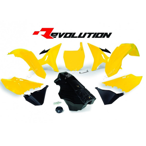 Kit Plastique Racetech Revolution Jaune + Réservoir noir Yamaha YZ125/250 (02-21)